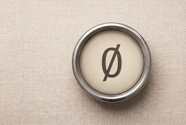 A typewriter key on linen